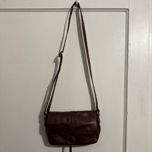 Wild West Los Angeles Cognac Genuine Leather Shoulder Crossbody Bag Purse